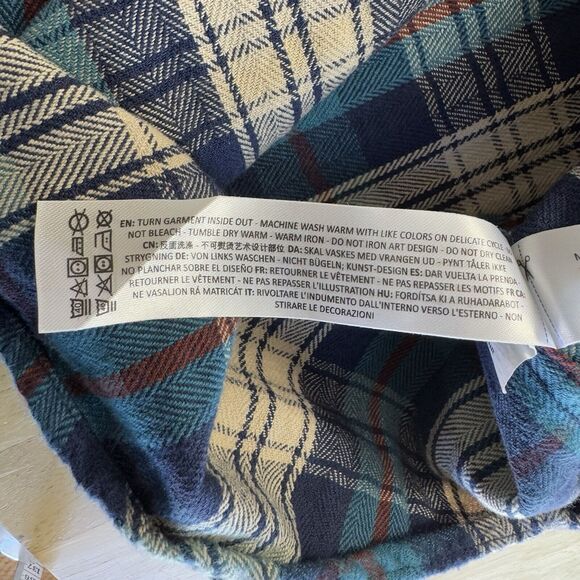 Ariat Huntleigh Retro Plaid Long Sleeve Snap Western Flannel Shirt Small Blue - Picture 10 of 14